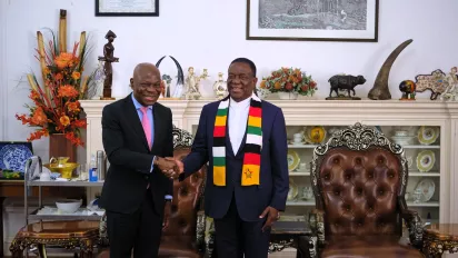 ILO Director-General, Gilbert F. Houngbo with Zimbabwean President Emmerson Mnangagwa