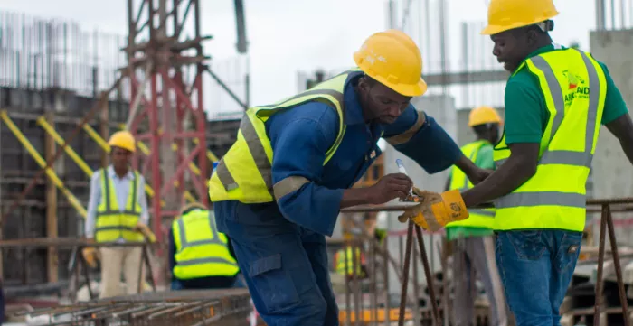 Men working on a construction site