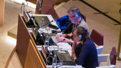 Note takers at the International Labour Conference